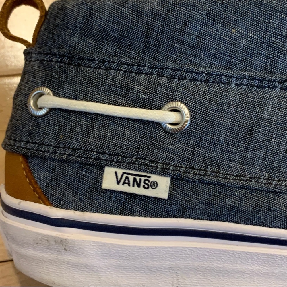 Vans Mid Boat Shoes Denim Blue Canvas Twill - Picture 5 of 10